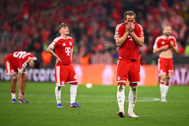 06 May 2026, Bavaria, Munich: Bayern Munich's Harry Kane reacts in dejection after the UEFA Champions League semi-final, second leg soccer match between Bayern Munich and Paris Saint-Germain at the Allianz Arena. Photo: Tom Weller/dpa