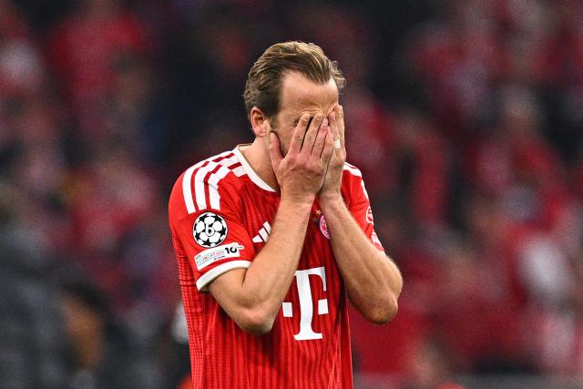 06 May 2026, Bavaria, Munich: Bayern Munich's Harry Kane reacts in dejection after the UEFA Champions League semi-final, second leg soccer match between Bayern Munich and Paris Saint-Germain at the Allianz Arena. Photo: Tom Weller/dpa