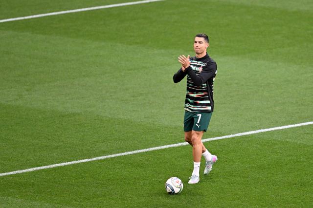 FILED - 08 June 2025, Bavaria, Munich: Portugal's Cristiano Ronaldo warms up prior to the start of the UEFA Nations League soccer match between Portugal and Spain at Munich Football Arena. Al-Nassr coach Jorge Jesus praised Cristiano Ronaldo for his hunger after the Portugal superstar scored his 100th goal in the Saudi Pro League and moved closer to his target of 1,000 career goals. Photo: Sven Hoppe/dpa