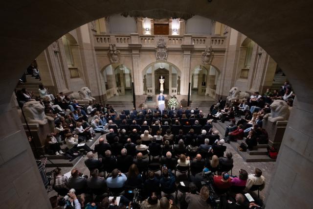 08 May 2026, Saxony, Dresden: Joachim Gauck, former President of Germany, addresses guests at a commemorative event marking the liberation from National Socialism and the end of World War II at the Saxon State Chancellery. Photo: Sebastian Kahnert/dpa