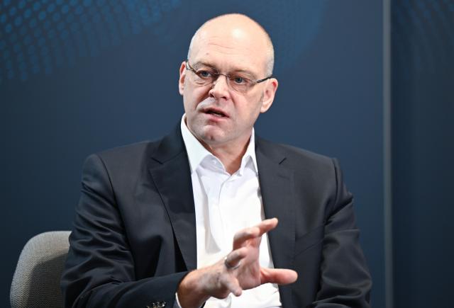 FILED - 21 March 2024, Baden-Württemberg, Esslingen: FILE PHOTO - Thomas Boeck, CEO of Industrial plant manufacturer Festo, speaks during an interview at the company's headquarters in Esslingen. Photo: Bernd Weißbrod/dpa