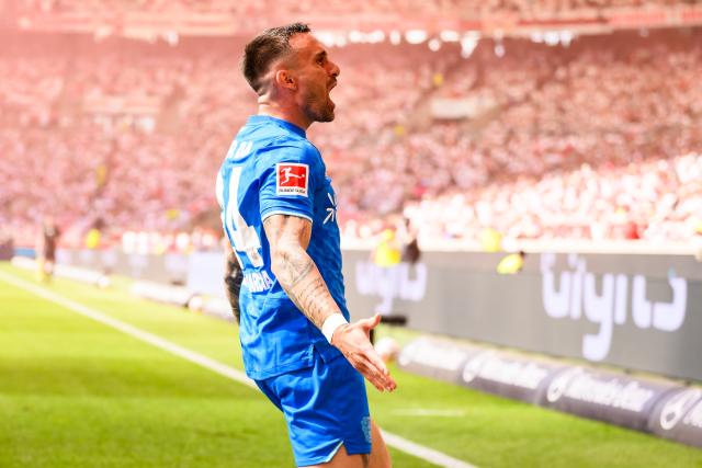09 May 2026, Stuttgart: Bayer Leverkusen's Aleix Garcia celebrates scoring his side's first goal during the German Bundesliga soccer match between VfB Stuttgart and Bayer 04 Leverkusen at the MHPArena. Photo: Tom Weller/dpa - IMPORTANT NOTICE: DFL and DFB regulations prohibit any use of photographs as image sequences and/or quasi-video.