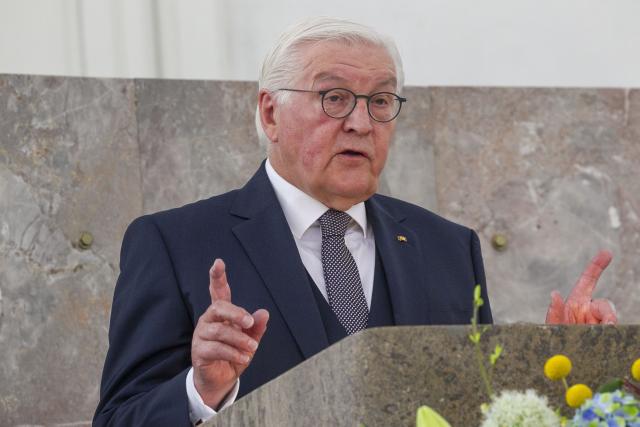 10 May 2026, Hesse, Frankfurt/M.: German President Frank-Walter Steinmeier speaks at the award ceremony for the 2026 Ludwig Boerne Prize in Frankfurt's Paulskirche. The prize, endowed with 20,000 euros, will be awarded to the Australian historian Chr. Clark for his outstanding achievements in the field of essays and criticism. Photo: Helmut Fricke/dpa