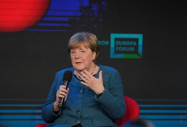 18 May 2026, Berlin: Former German Chancellor Angela Merkel speaks during an event called "Despite everything: Hope Europe?", as part of the Re:publica 26 media conference. Photo: Soeren Stache/dpa