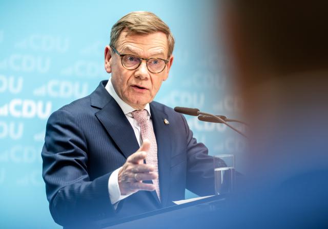 18 May 2026, Berlin: Johann Wadephul, German Foreign Minister, takes part in the press conference after the meeting Christian Democratic Union (CDU) Federal Executive Committee meeting at the CDU headquarters, the Konrad Adenauer House. Photo: Michael Kappeler/dpa