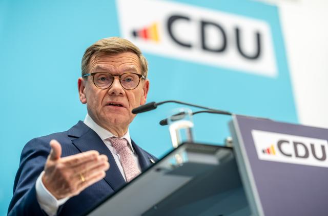 18 May 2026, Berlin: Johann Wadephul, German Foreign Minister, speaks during the press conference after the Christian Democratic Union (CDU) Federal Executive Committee meeting at the CDU headquarters, the Konrad Adenauer House. Photo: Michael Kappeler/dpa