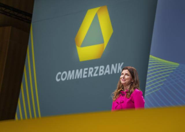 20 May 2026, Hesse, Wiesbaden: Commerzbank Chief Executive Bettina Orlopp speaks during the bank's Annual General Meeting at the RheinMain CongressCenter in Wiesbaden. For the second consecutive year, a potential takeover bid by Italian rival UniCredit dominates the corporate event's agenda. Photo: Andreas Arnold/dpa