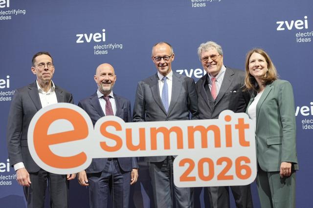 20 May 2026, Berlin: German Chancellor Friedrich Merz attends the "ZVEI eSummit" conference in Berlin. Merz spoke during a session focusing on the application of artificial intelligence (AI) within the country's electrical and digital manufacturing industries Photo: Michael Kappeler/dpa