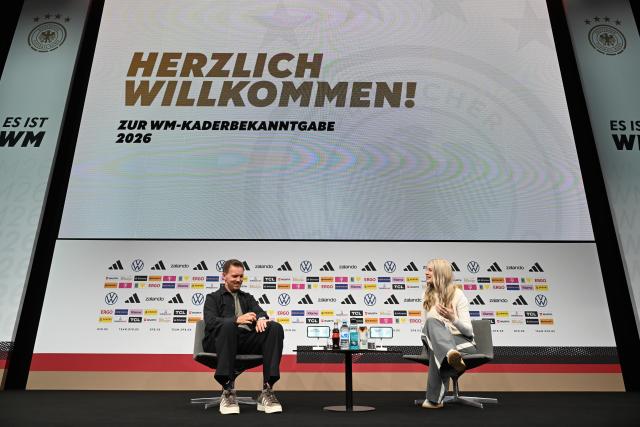 21 May 2026, Hesse, Frankfurt: German national football coach Julian Nagelsmann speaks during a press conference in Frankfurt to announce the official squad for the upcoming 2026 FIFA World Cup. The global tournament takes place across Canada, Mexico and the United States from 11 June to 19 July 2026. Photo: Federico Gambarini/dpa