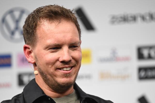 21 May 2026, Hesse, Frankfurt: German national football coach Julian Nagelsmann speaks during a press conference in Frankfurt to announce the official squad for the upcoming 2026 FIFA World Cup. The global tournament takes place across Canada, Mexico and the United States from 11 June to 19 July 2026. Photo: Federico Gambarini/dpa