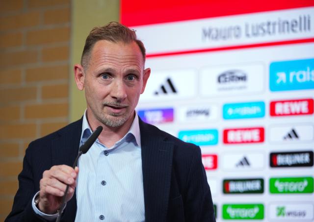 21 May 2026, Berlin: Mauro Lustrinelli, the new head coach of 1. FC Union Berlin, speaks during his introduction press conference at the Stadion an der Alten Foersterei. Photo: Soeren Stache/dpa - WICHTIGER HINWEIS: Gemäß den Vorgaben der DFL Deutsche Fußball Liga bzw. des DFB Deutscher Fußball-Bund ist es untersagt, in dem Stadion und/oder vom Spiel angefertigte Fotoaufnahmen in Form von Sequenzbildern und/oder videoähnlichen Fotostrecken zu verwerten bzw. verwerten zu lassen.