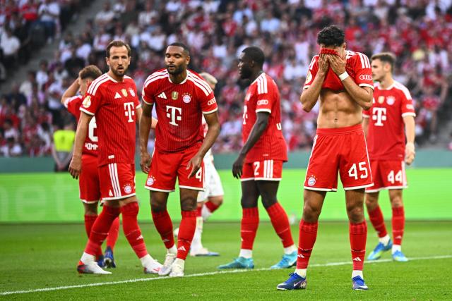 23 May 2026, Berlin: Bayern Munich's Aleksandar Pavlovic wipes his face during the German DFB Cup Final between Bayern Munich and VfB Stuttgart at the Olympic Stadium in Berlin. Photo: Tom Weller/dpa
