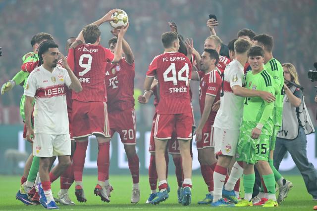 23 May 2026, Berlin: Bayern Munich's Harry Kane catches the match ball after the final whistle of the German DFB Cup Final between Bayern Munich and VfB Stuttgart at the Olympic Stadium in Berlin. Photo: Sebastian Gollnow/dpa