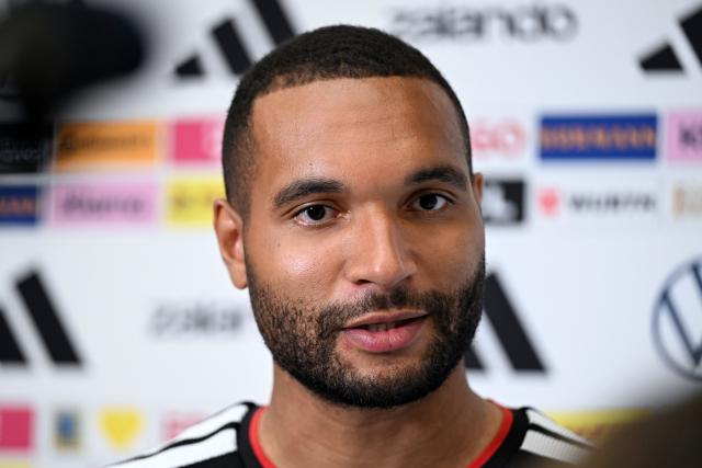 28 May 2026, Bavaria, Herzogenaurach: Germany's Jonathan Tah speaks during the team's press conference ahead of the 2026 FIFA World Cup kick off match against Curacao in Houston. Photo: Federico Gambarini/dpa