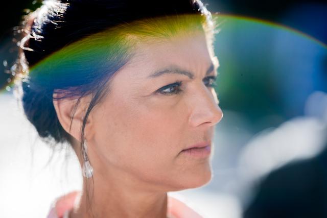 28 May 2026, Berlin: Sahra Wagenknecht, founder of the Sahra Wagenknecht Alliance (BSW) and chair of the party's Core Values Commission, is expected to attend a BSW rally at Lucie-Leydicke-Platz in Berlin-Schoeneberg. Ahead of the Berlin House of Representatives election on September 20, 2026, the BSW is organizing a rally and inviting attendees to join party founder Wagenknecht for a visit to a local pub. Photo: Christoph Soeder/dpa