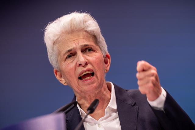 30 May 2026, Berlin: Marie Agnes Strack Zimmermann, a candidate for the Free Democratic Party (FDP) party chairmanship, speaks at the FDP national convention. Photo: Michael Kappeler/dpa
