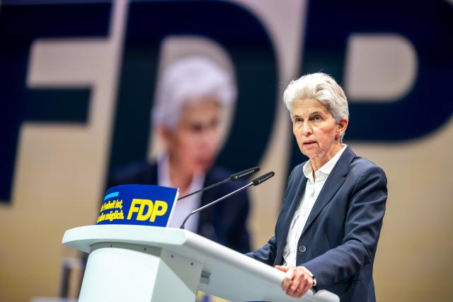 30 May 2026, Berlin: Marie Agnes Strack Zimmermann, a candidate for the Free Democratic Party (FDP) party chairmanship, speaks at the FDP national convention. Photo: Michael Kappeler/dpa