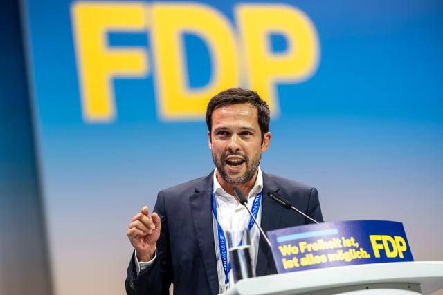 30 May 2026, Berlin: Martin Hagen, Free Democratic Party (FDP) secretary-general-designate, speaks at the FDP's national party convention. Photo: Michael Kappeler/dpa
