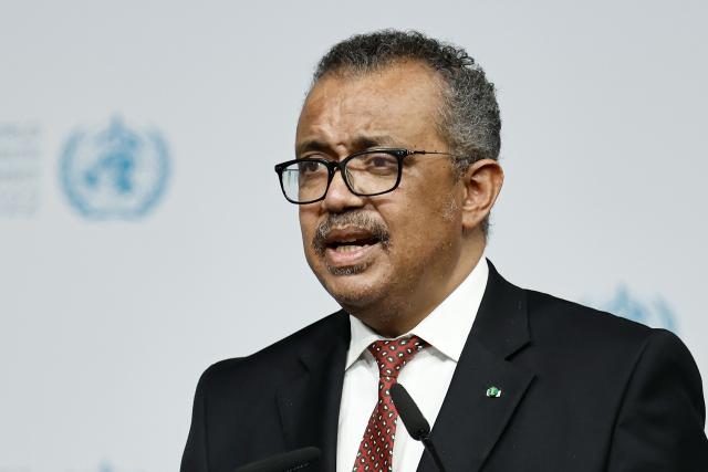 FILED - 16 October 2022, Berlin: FILE PHOTO - Director-General of the World Health Organization (WHO), Tedros Adhanom Ghebreyesus, speaks at the opening ceremony of the 14th World Health Summit. Photo: Carsten Koall/dpa