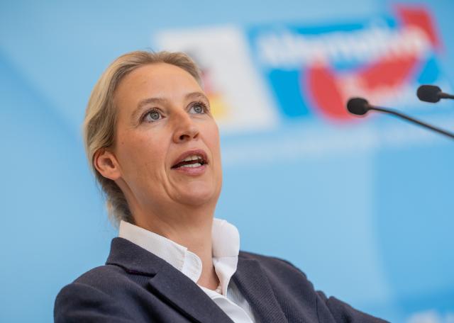 FILED - 19 May 2026, Berlin: FILE PHOTO - Alternative for Germany (AfD) chairwoman and parliamentary group leader Alice Weidel speaks during a press briefing before the start of the AfD parliamentary group meeting. Photo: Michael Kappeler/dpa