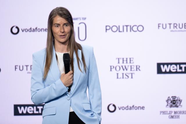 03 June 2026, Berlin: Union Berlin coach Marie-Louise Eta speaks during the event "The Power List Germany's Top 50". Photo: Sebastian Christoph Gollnow/dpa