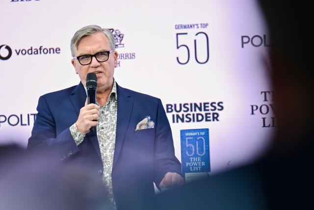 03 June 2026, Berlin: German comedian and TV actor Hape Kerkeling speaks during the event "The Power List Germany's Top 50". Photo: Sebastian Christoph Gollnow/dpa