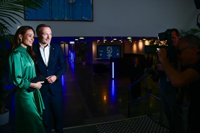 03 June 2026, Berlin: Former German Minister of Finance Christian Lindner and his wife Franca Sophia Lehfeldt arrive at the event "The Power List Germany's Top 50". Photo: Sebastian Christoph Gollnow/dpa