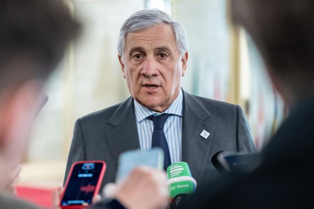 FILED - 15 April 2026, Berlin: FILE PHOTO - Antonio Tajani, Foreign Minister of Italy, gives a statement at the International Sudan Conference at the Federal Foreign Office in Berlin. Photo: Michael Kappeler/dpa