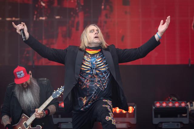 05 June 2026, Bavaria, Nuremberg: Canadian musician Matt Walst, lead singer of the Canadian rock band Three Days Grace, performs on stage at a rock open-air festival. Photo: Daniel Karmann/dpa