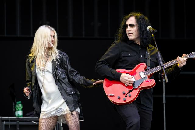05 June 2026, Bavaria, Nuremberg: Taylor Momsen, singer, and Ben Phillips, guitarist-both members of the American rock band The Pretty Reckless-perform on stage at a rock open-air festival. Photo: Daniel Karmann/dpa