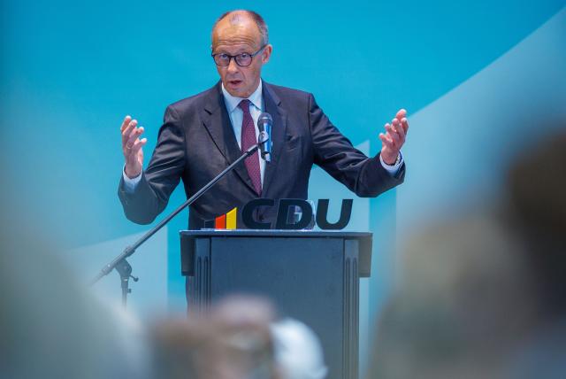 06 June 2026, Mecklenburg-Western Pomerania, Linstow: German Chancellor Friedrich Merz speaks during the state party conference of the Christian Democratic Union (CDU) Mecklenburg-Western Pomerania. Photo: Jens Büttner/dpa