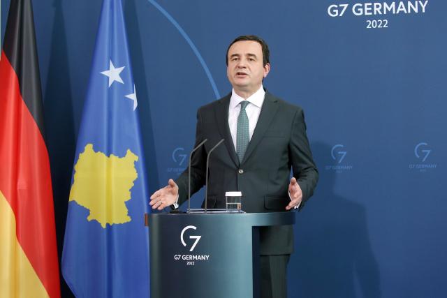 FILED - 04 May 2022, Berlin: FILE PHOTO - Prime Minister of Kosovo Albin Kurti holds a press conference at the German Chancellery. Photo: Wolfgang Kumm/dpa