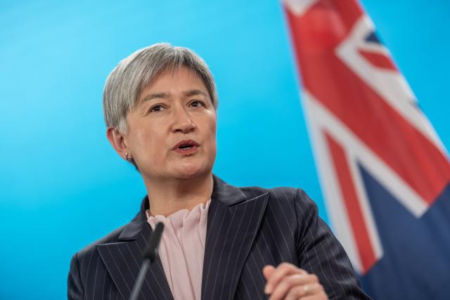 08 June 2026, Berlin: Australian Foreign Minister Penny Wong speaks during a press conference with German Minister of Foreign Affairs Johann Wadephul at the Federal Foreign Office. Photo: Michael Kappeler/dpa