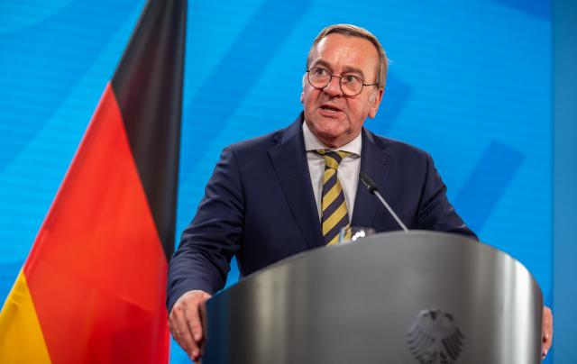 08 June 2026, Berlin: German Minister of Defense Boris Pistorius speaks during a press conference with Australian Minister of Defense Richard Marles at the Federal Foreign Office. Photo: Michael Kappeler/dpa