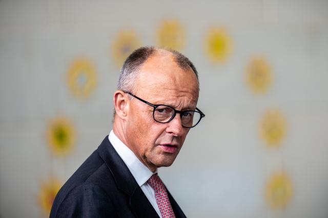 09 June 2026, Berlin: Friedrich Merz, Germany's Chancellor, attends the 'Startsocial 2026' awards ceremony, a nationwide competition designed to promote volunteer social engagement. Photo: Michael Kappeler/dpa