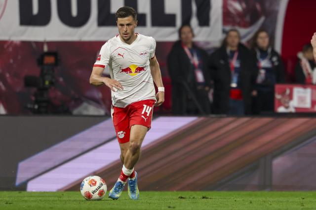 FILED - 24 April 2026, Saxony, Leipzig: FILE PHOTO - Leipzig's Christoph Baumgartner in action during the German Bundesliga soccer match between RB Leipzig and 1. FC Union Berlin at Red Bull Arena. Photo: Jan Woitas/dpa - IMPORTANT NOTE: In accordance with the regulations of the DFL German Football League and the DFB German Football Association, it is prohibited to utilize or have utilized photographs taken in the stadium and/or of the match in the form of sequential images and/or video-like photo series.