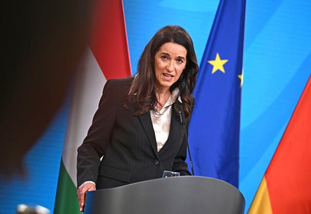 10 June 2026, Berlin: Anita Orban, Hungary's Minister of Foreign Affairs, speaks during a joint press conference with her German counterpart, Johann Wadephul, Minister of Foreign Affairs. Photo: Elisa Schu/dpa