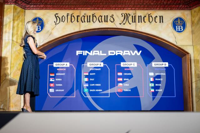 10 June 2026, Bavaria, Munich: A general view of the final draw of the preliminary round groups for the 2027 World Men's Handball Championship. Photo: Lukas Barth-Tuttas/dpa