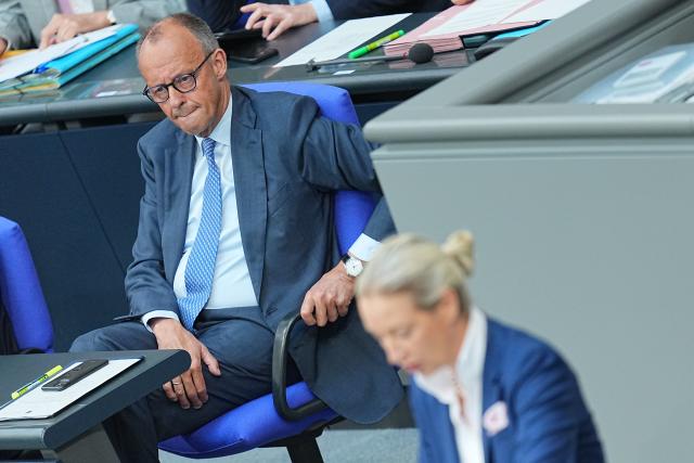 11 June 2026, Berlin: Alice Weidel, federal chairwoman and parliamentary group leader of the Alternative for Germany (AfD), speaks in the plenary chamber of the Bundestag ahead of the government's policy statement. Photo: Michael Kappeler/dpa