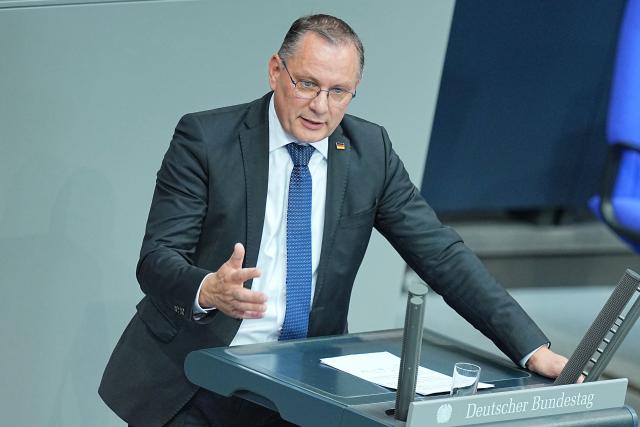 11 June 2026, Berlin: Tino Chrupalla, federal chairman and parliamentary group leader of the Alternative for Germany (AfD) in the Bundestag, speaks in the plenary chamber of the Bundestag ahead of the government's policy statement. Photo: Michael Kappeler/dpa