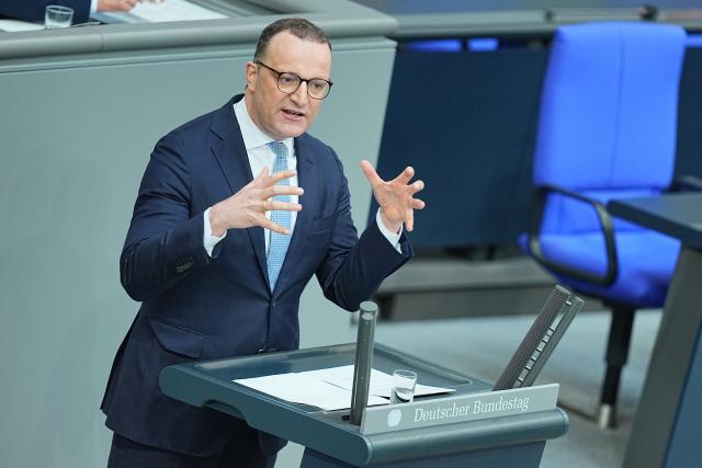 11 June 2026, Berlin: Jens Spahn, leader of the CDU/CSU parliamentary group in the Bundestag, speaks in the plenary chamber of the Bundestag ahead of the government's policy statement. Photo: Michael Kappeler/dpa