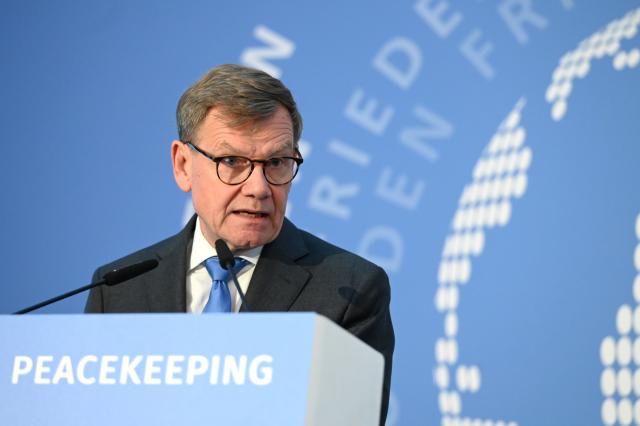 11 June 2026, Berlin: Johann Wadephul, Germany's Foreign Minister, speaks at the "Peacekeeping Day" event at the Federal Foreign Office. The event honours the work of German civilian experts, police officers, and soldiers in international peacekeeping missions. Photo: Elisa Schu/dpa