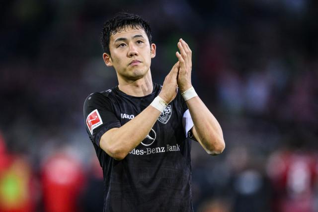 FILED - 21 April 2023, Bavaria, Augsburg: FILE PHOTO - Stuttgart's Wataru Endo reacts after the German Bundesliga soccer match between FC Augsburg and VfB Stuttgart at WWK Arena. Photo: Tom Weller/dpa - IMPORTANT NOTE: In accordance with the requirements of the DFL Deutsche Fußball Liga and the DFB Deutscher Fußball-Bund, it is prohibited to use or have used photographs taken in the stadium and/or of the match in the form of sequence pictures and/or video-like photo series.