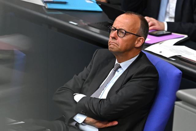 12 June 2026, Berlin: German Chancellor Friedrich Merz of the Christian Democratic Union (CDU) attends a session on the Statutory Health Insurance Contribution Rate Stabilisation Act in the plenary chamber of the Bundestag. Photo: Elisa Schu/dpa