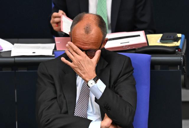 12 June 2026, Berlin: German Chancellor Friedrich Merz of the Christian Democratic Union (CDU) attends a session on the Statutory Health Insurance Contribution Rate Stabilisation Act in the plenary chamber of the Bundestag. Photo: Elisa Schu/dpa