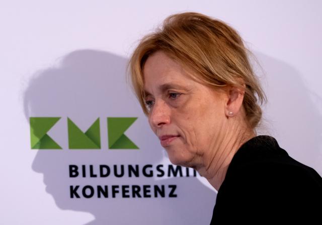 12 June 2026, Bavaria, Munich: German Federal Minister of Education, Family, and Senior Citizens Karin Prien of the Christian Democratic Union (CDU) attends a press conference at the Residenz to mark the conclusion of the 8th Conference of Education Ministers (BMK) in Munich, Germany. Photo: Sven Hoppe/dpa
