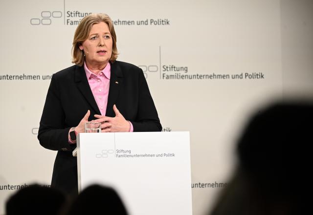 12 June 2026, Berlin: German Federal Minister of Labour and Social Affairs Bärbel Bas of the Social Democratic Party (SPD) speaks at the Family Business Day organised by the Family Business and Politics Foundation. Photo: Britta Pedersen/dpa
