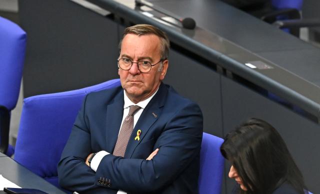 12 June 2026, Berlin: German Secretary of Defence Boris Pistorius of the Social Democratic Party (SPD) follows the debate on Veterans Day in the plenary chamber of the Bundestag Photo: Elisa Schu/dpa
