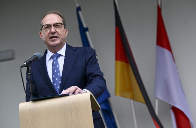 12 June 2026, Brandenburg, Schoenefeld: Alexander Dobrindt, German Minister of the Interior, speaks at the opening of the Brandenburg state external border facility at BER Airport. With the reform of the Common European Asylum System (CEAS) taking effect, the external border facility at BER also begins operations today. Photo: Jens Kalaene/dpa