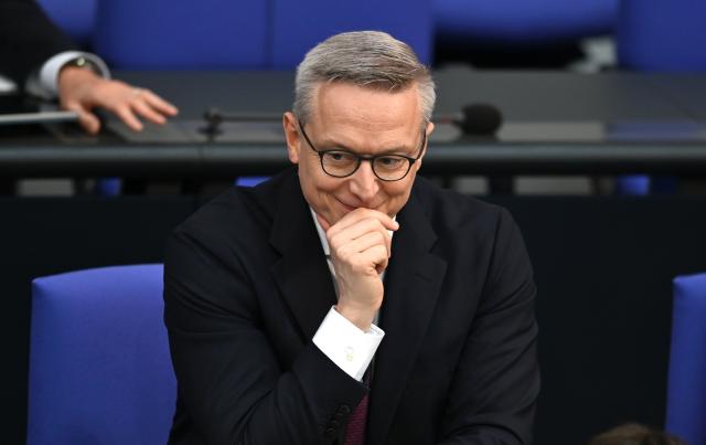 FILED - 12 June 2026, Berlin: FILE PHOTO - Karsten Wildberger, German Minister for Digitalization and State Modernization, follows the debate on "Germany as an AI Hub" and "Technological Sovereignty" in the plenary chamber of the German Parliament (Bundestag). Photo: Elisa Schu/dpa